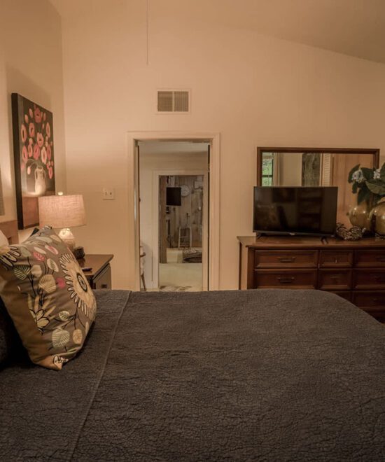 Sundown Cottage Vacation Rental Primary Bedroom Dresser & TV