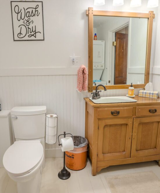 Sundown Cottage Vacation Rental Bathroom Vanity & Toilet
