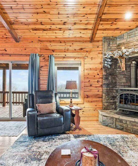 View Point Cabin Vacation Rental Fireplace