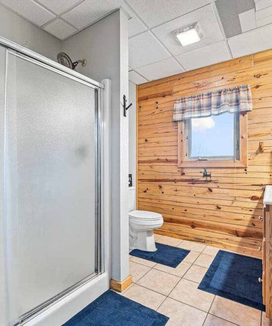 View Point Cabin Vacation Rental Lower Level Shower