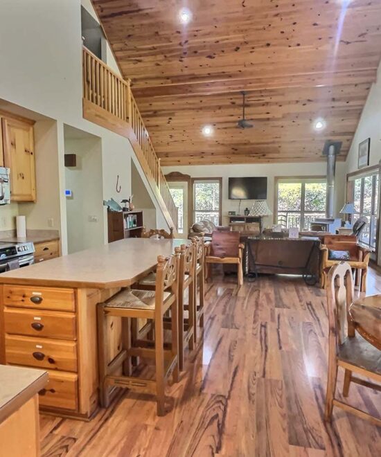 War Eagle Lake House Kitchen, Dining & Living Room