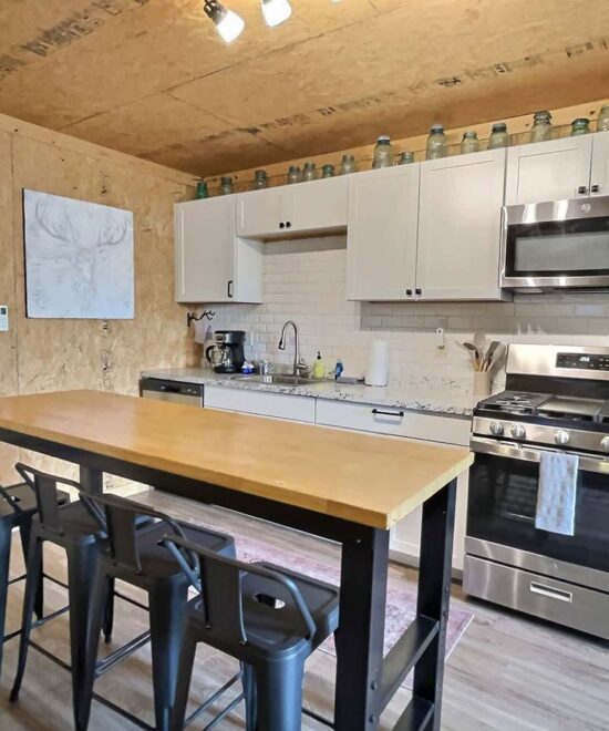 Bunkroom at Hogscald Vacation Rental Kitchen Island