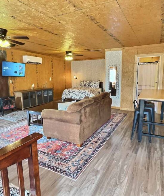 Bunkroom at Hogscald Vacation Rental Living Room & Bedroom