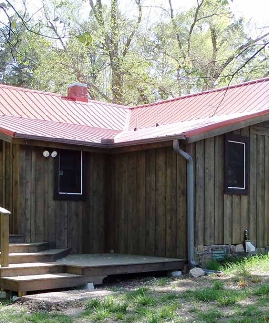 War Eagle Cabin Vacation Rental Back Entrance & Porch