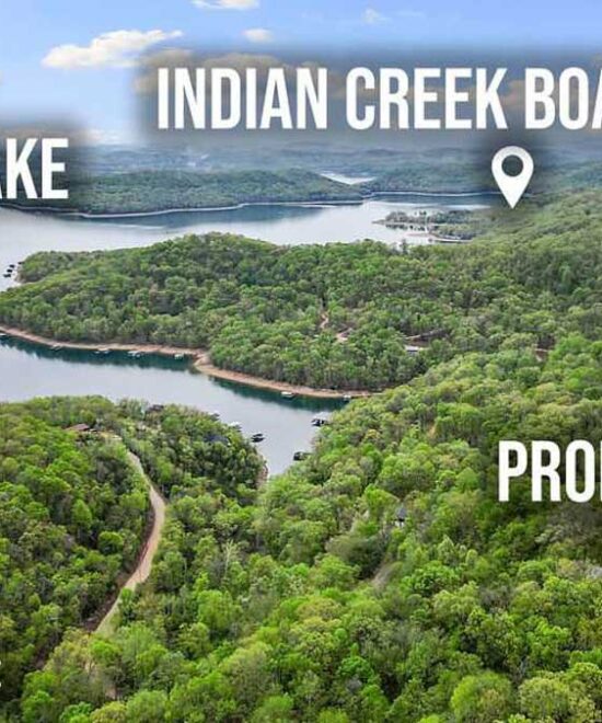 Aerial view showing location markers of Tree House on Indian Creek Vacation Rental